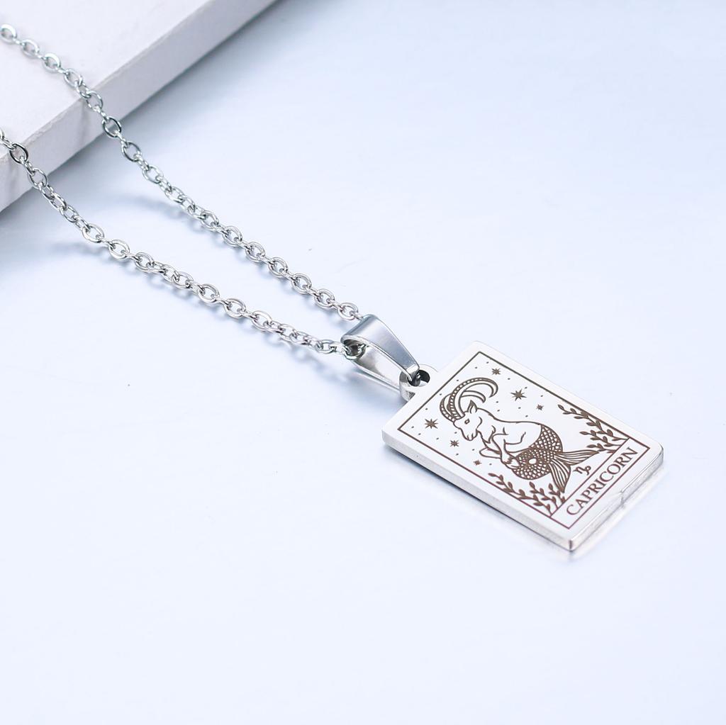 Necklace Tarot Card Neutral Style Simple Twelve Constellations Pendant Necklace