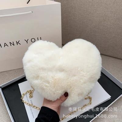 Love Imitation + Rabbit Fur Plush Bag, Various Colors Peach Heart Women's Bag, Valentine's Day Gift, Trendy Plush Bag