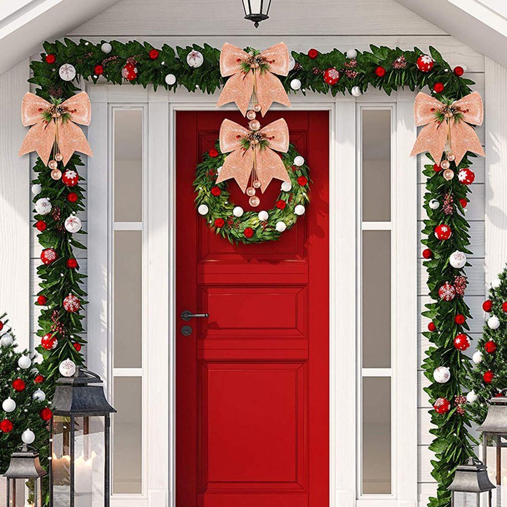 Cones Xmas Decorative Red Wreaths Durable Christmas Decoration Christmas Bow Bow Ties Home Ornament