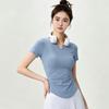 Naked skin-friendly yoga top women's V-neck waist Pilates training sports T-shirt elastic and breathable