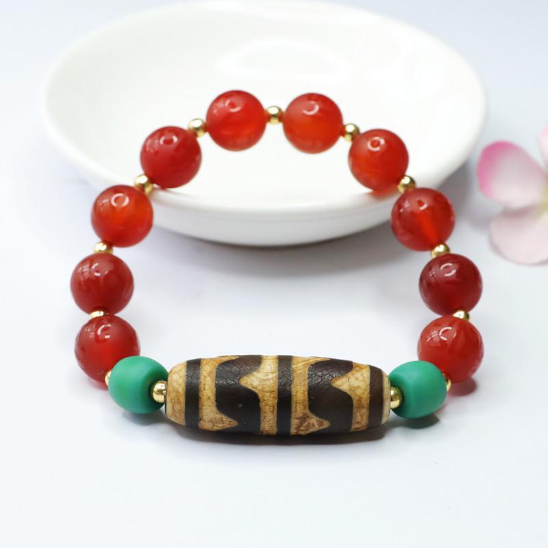 Juan Yu Schwarzer Achat & Neunäugige Dzi-Perle Armband MN3063001