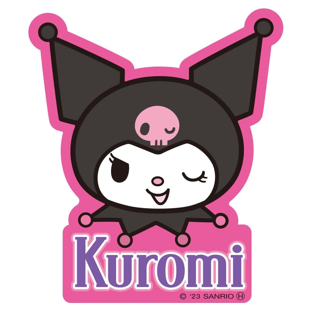 Small Planet Sanrio Kuromi Face and Logo Character Sticker 10cm x 10cm