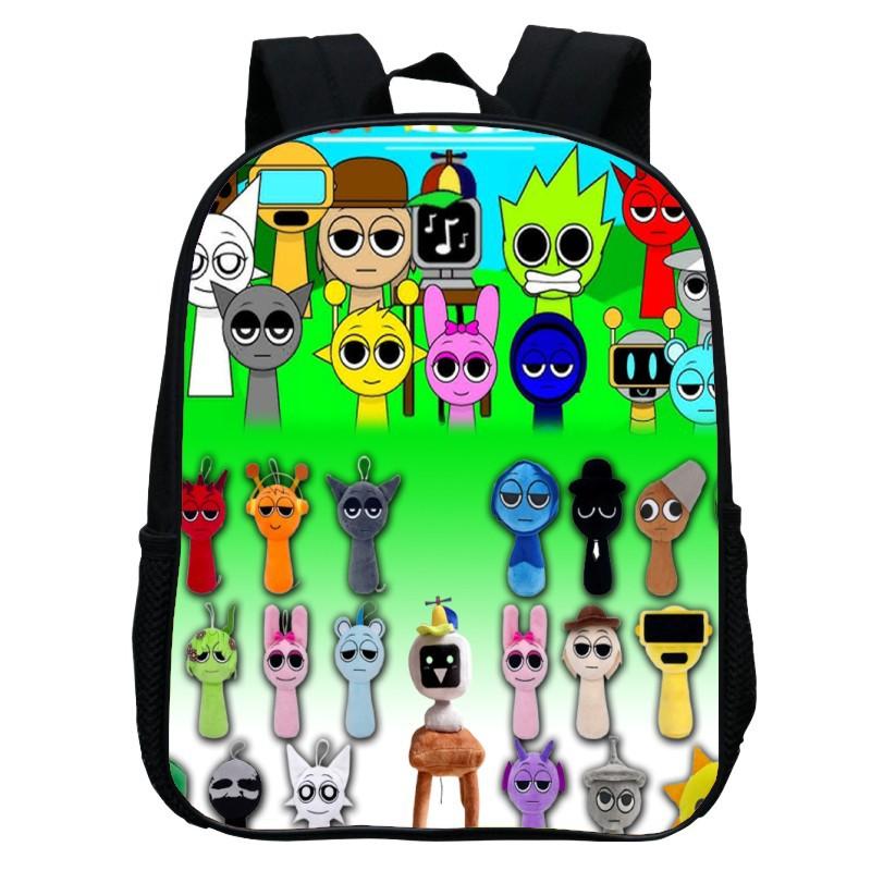 Printed Rhythm Box Kindergarten Bag, Cartoon Sprunki 12-Inch Backpack Lightweight Boys And Girls