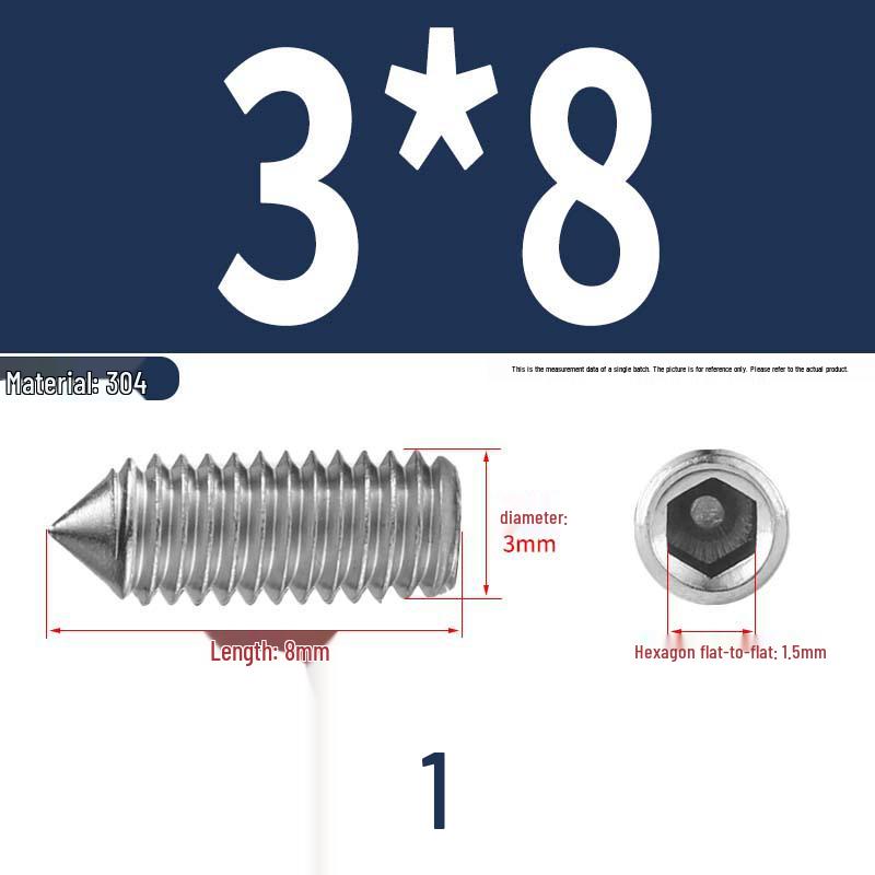 12.9 Edelstahl 304 Innensechskant Kegelspitze Gewindestift M2/M3