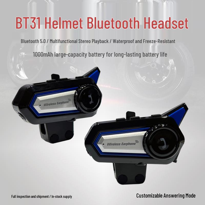 Bluetooth 5.0 Motorcycle Helmet Stereo Earphones with 1000mAh Battery 1000mAh Battery