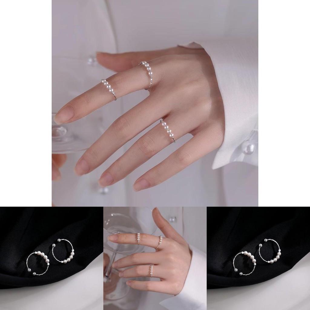 Modern Copper Pearl Ring For Women Unique Summer Style Adjustable Open Design