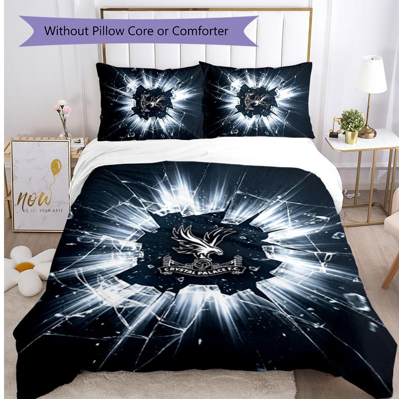 Crystal Palace Football Printed 3 Pieces Bedding Set, Comfortable Skin Friendly Bedroom Duvet Cover Set