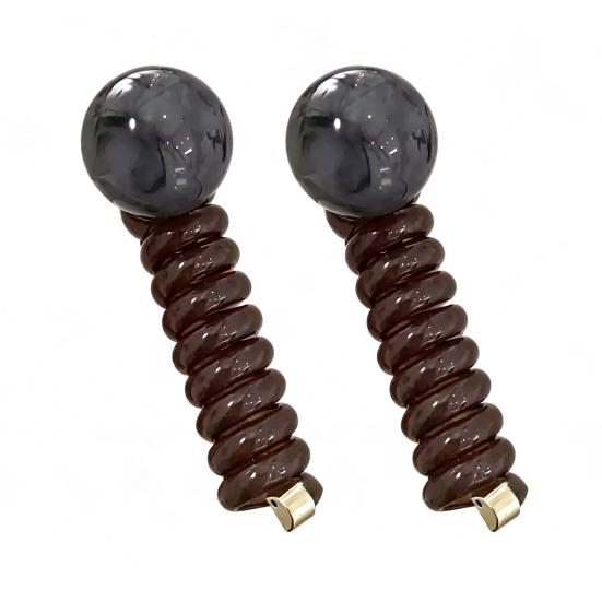 2Pcs Hair Tie for Women, Spiral Design Hair Bands, Thick Elastic Hair Ropes for Ponytails Buns, No Pulling or Snagging Large Bead Hair Tie 2pcs A