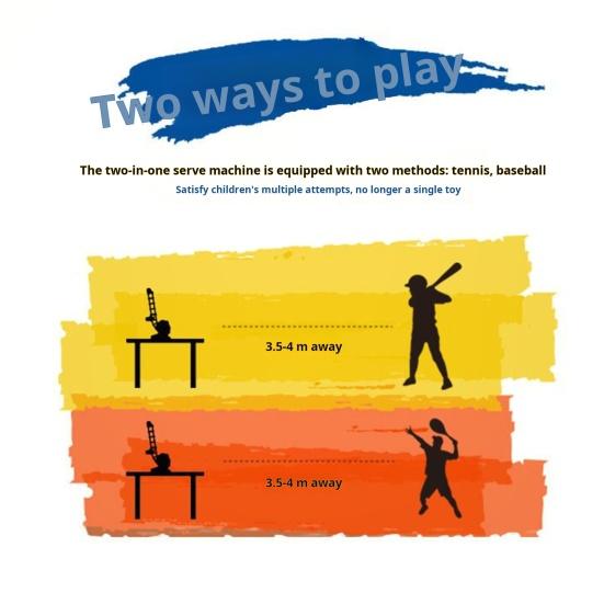 Kids Auto Baseball Pitching Machine Set Adjustable Angles Height Auto-Launch Practice Toy