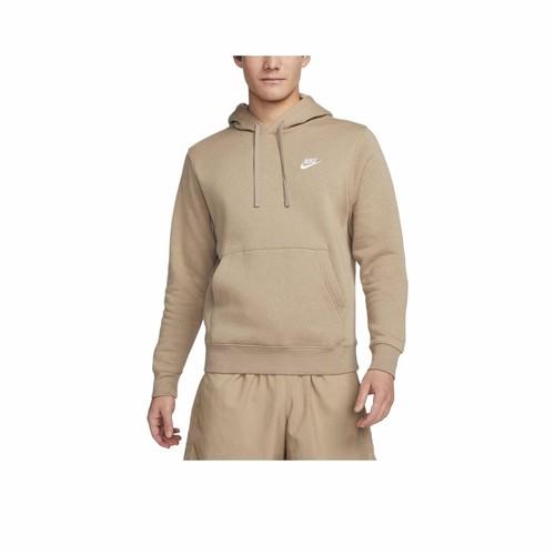 Nike Solid Color Hooded Casual Long-sleeve Vintage Sweatshirt for Men In Khaki