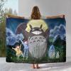 Coperta Morbida Calda in Flanella Disegno Cartone Animato T-Totoro Retro Carino, Plaid in Peluche Ultra Morbido per Casa Camera da Letto Letto Divano Copertura Ufficio Campeggio Picnic