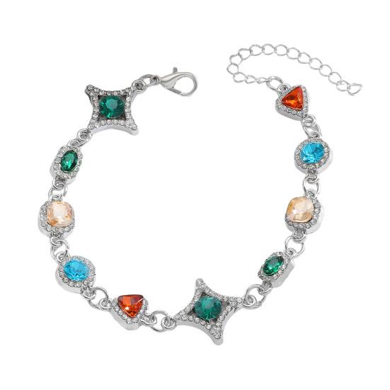 Colorful Faux Gem Necklace Women Retro Necklace Bracelet Sparkling Rhinestone Necklace for Jewelry Gift Parties Dating Weddings