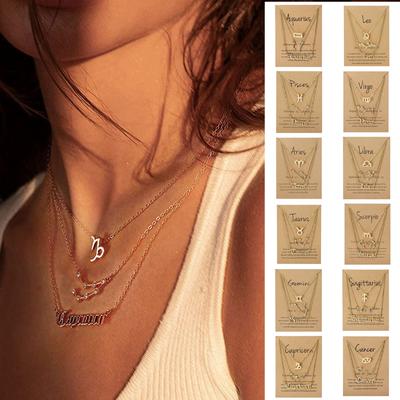3Pcs Constellation Necklaces For Women Girls Retro 12 Constellation Pendant Necklace Jewelry Birthday Gift