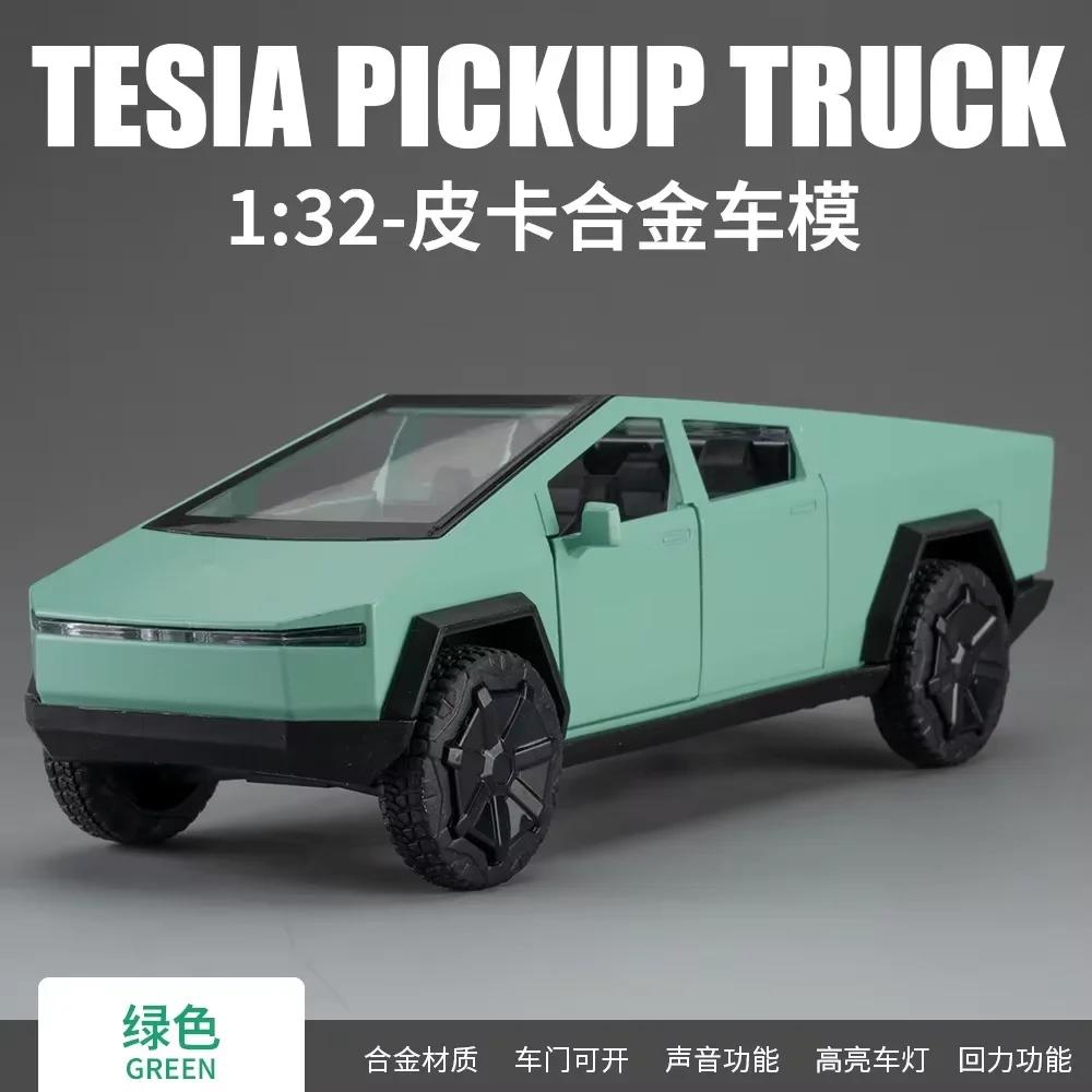 

1/32 Tesla Cybertruck Model 3 Model S Model X Model Y Toy Car Diecast Metal Off Road Collection Pull Back Sound Light Gift Boy