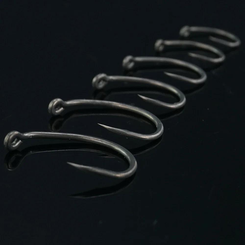500 Pieces In Bulk PTFE Coated High Carbon Stainless Steel Barbed Fish Hook With Eye Fishing Accessories 8025