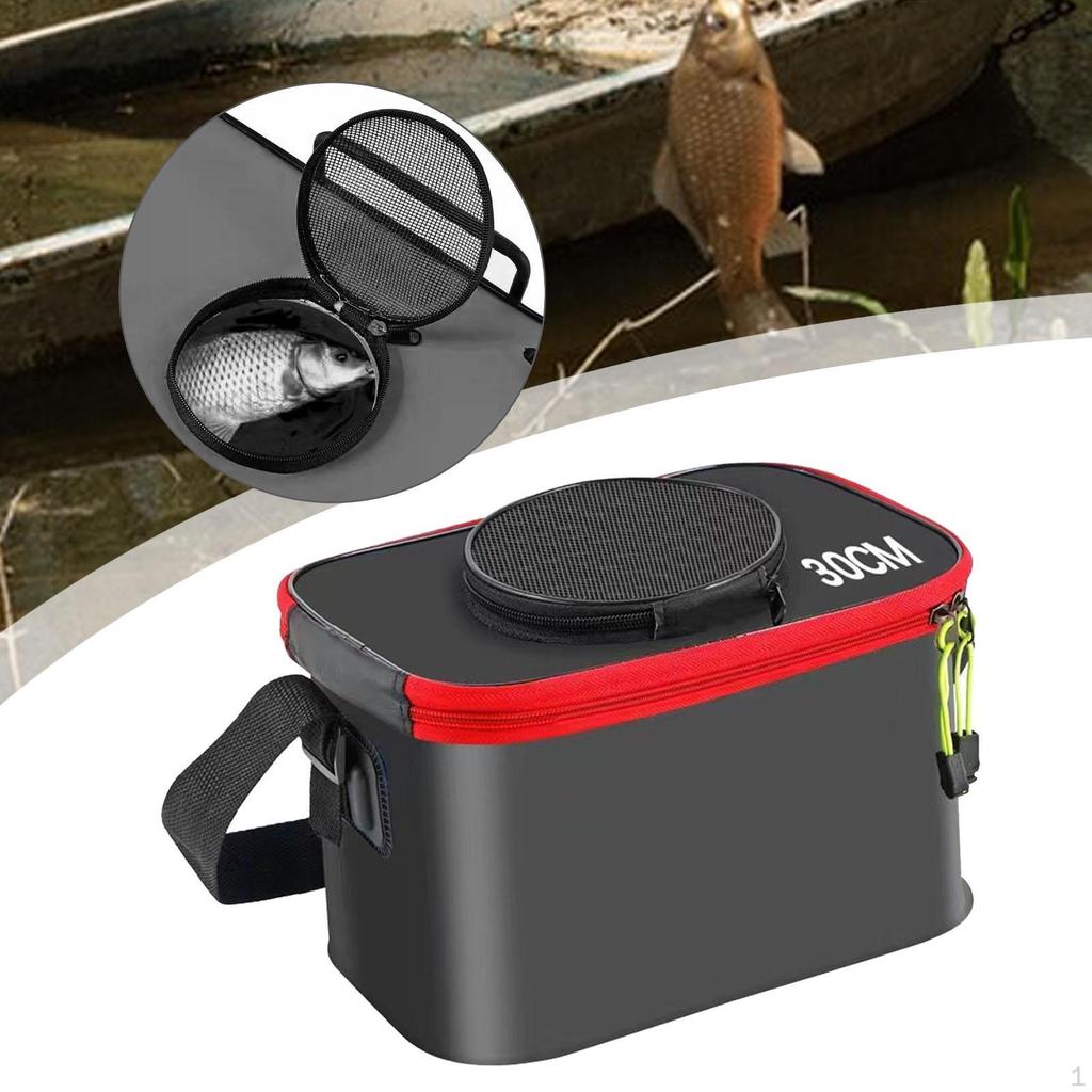 Fishing Bucket Fish Carrier Foldable Multifunctional Large Capacity Live Container with Strap