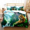 Tiger Duvet Cover Set Purple Flower Comforter Cover Boys African Safari Wild Animals Big Cat Queen King Polyester Quilt Cover