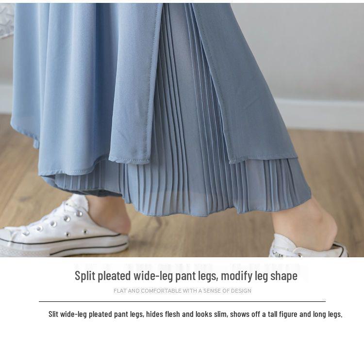 Chiffon High-Waisted Black Wide-Leg Cropped Pants for Women - Korean Style, Loose Fit, Slimming.