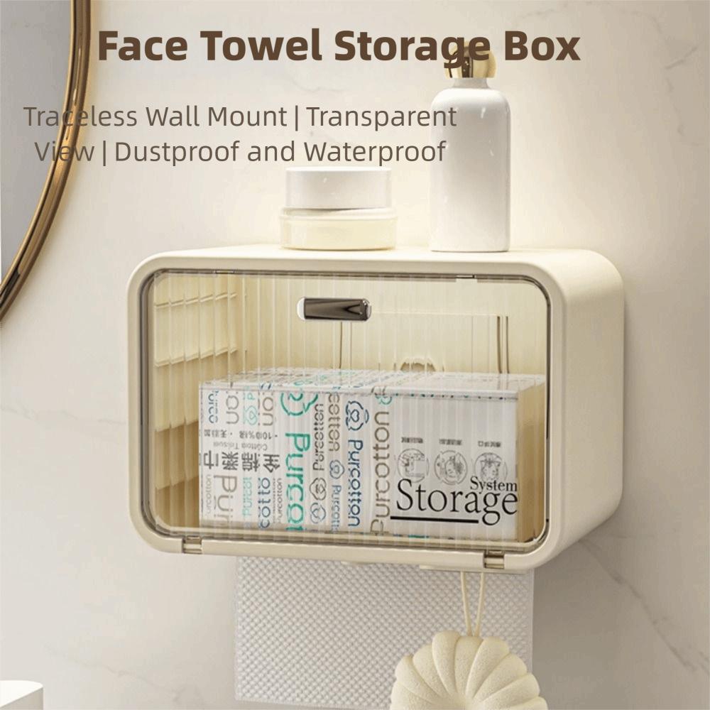Lidded Paper Towel Box Wall-Mounted Paper Towel Bracket Toilet Paper Storage Tool Bathroom