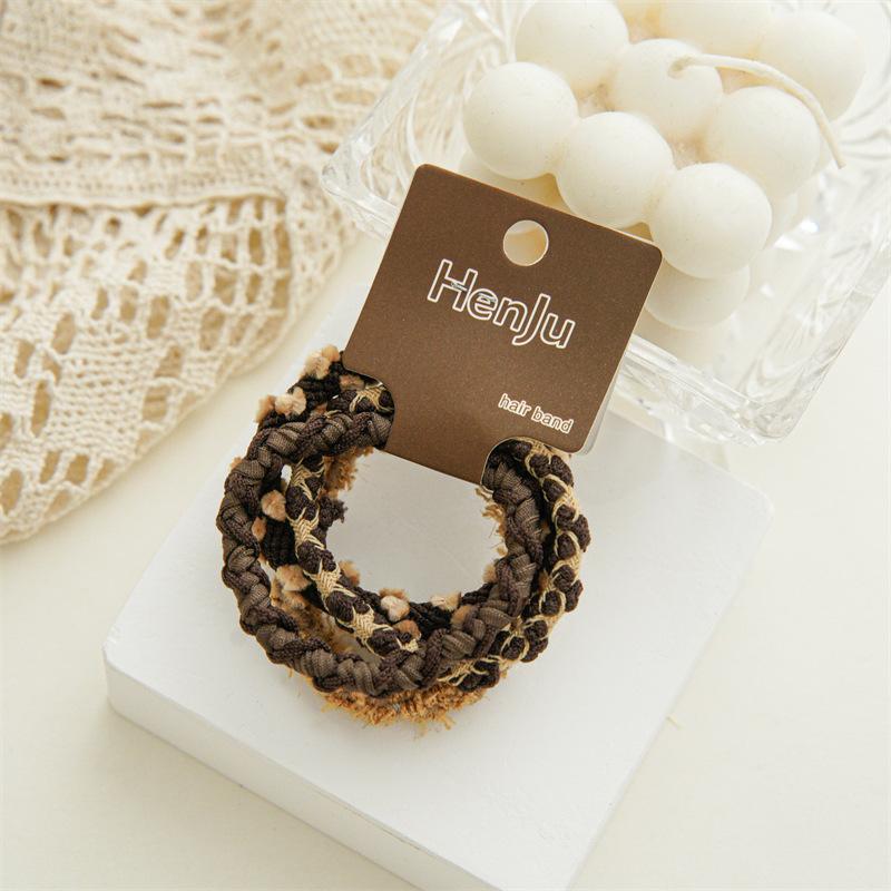 Vintage Coffee Color Rubber Bands For Women Fashion Elastic Hairbands Headbands Ponytail Hair Ropes Hair Loop Girls Hair Accessories