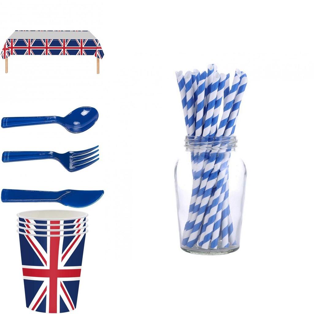 British Flag Party Supplies Set Commemorate The Platinum Jubilee 2022 With This Valuable Multi-functional Kit!