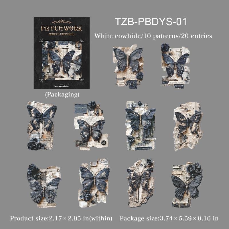 

JIANWU The Art of Patchwork Series Vintage Butterfly Bird Flower Landscape Material Collage Sticker Creative Journal Stationery