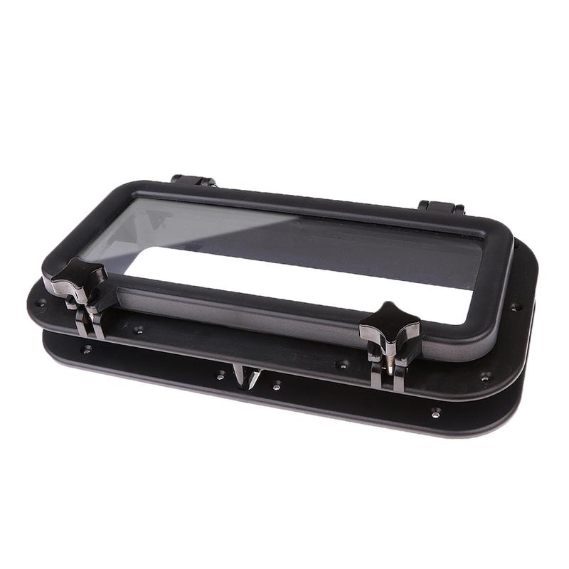 Rectangular Ship Porthole Windows Opening Port Hole - Maritime  Home Decor - 15 x 7inch (Black)
