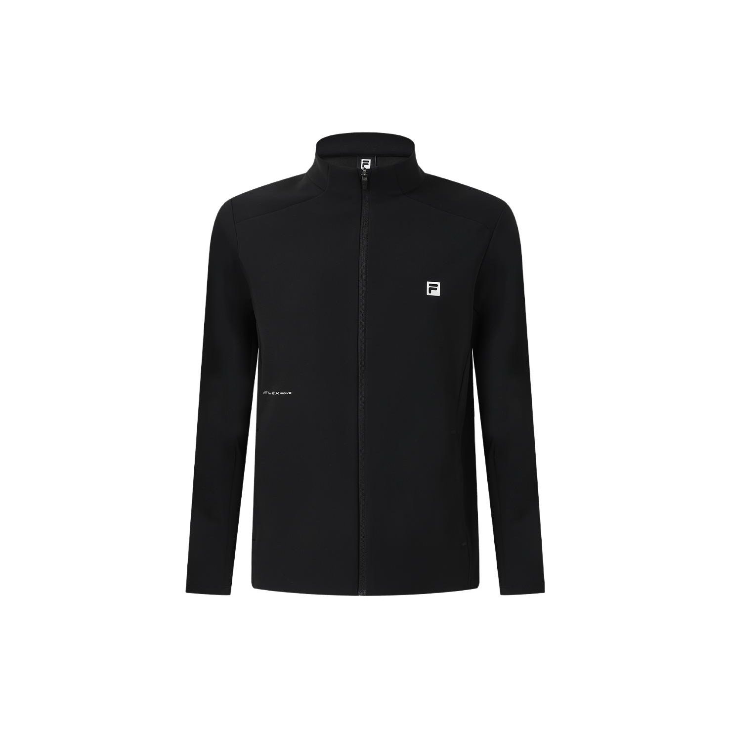 

FILA Однотонная трикотажная куртка с логотипом и воротником-стойкой для фитнеса, мужская куртка темно-черного цвета A11M331502ABK M