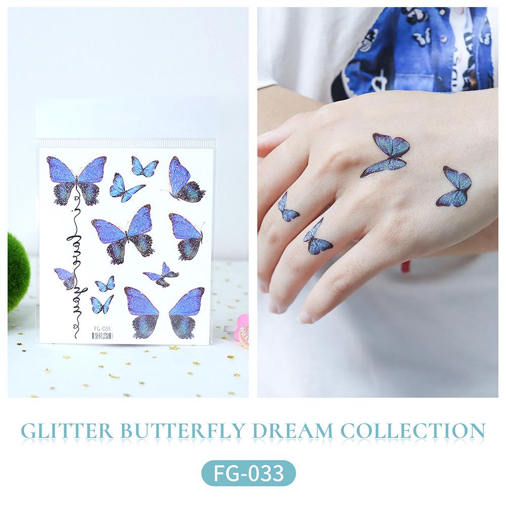 Ruikalong Waterproof Long-Lasting Glitter Butterfly Tattoo Sticker for Children's Makeup