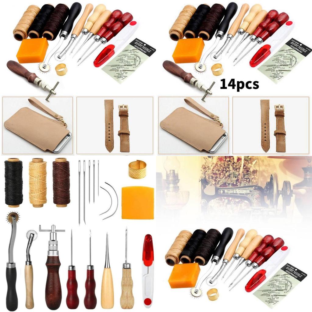 Leather Crafting Package Hand Stitching Tools Bag Leather Supplies