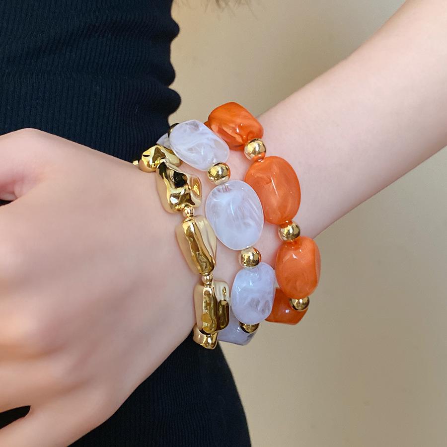 Colorful Jade Geometric Acrylic Bracelet - Retro, Simple, & Fashionable with a High-End Feel
