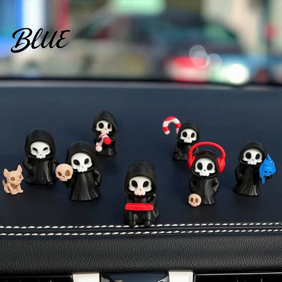 Dark Fantasy Decoration Mini Grim Reaper Statue 3D Printed Halloween Skull Statue Figurine for Tabletop Desk Shelf Home Decor