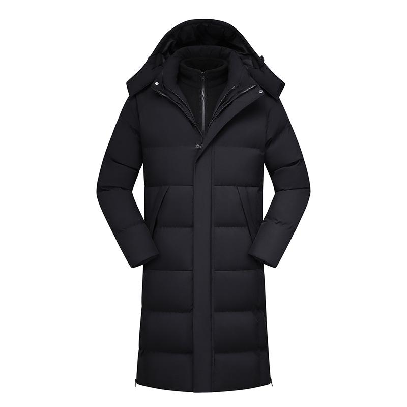 Unisex Winter Down Cotton Coat: Outdoor Sports, Casual, Over-the-Knee, Cold Protection and Warmth. M чёрный