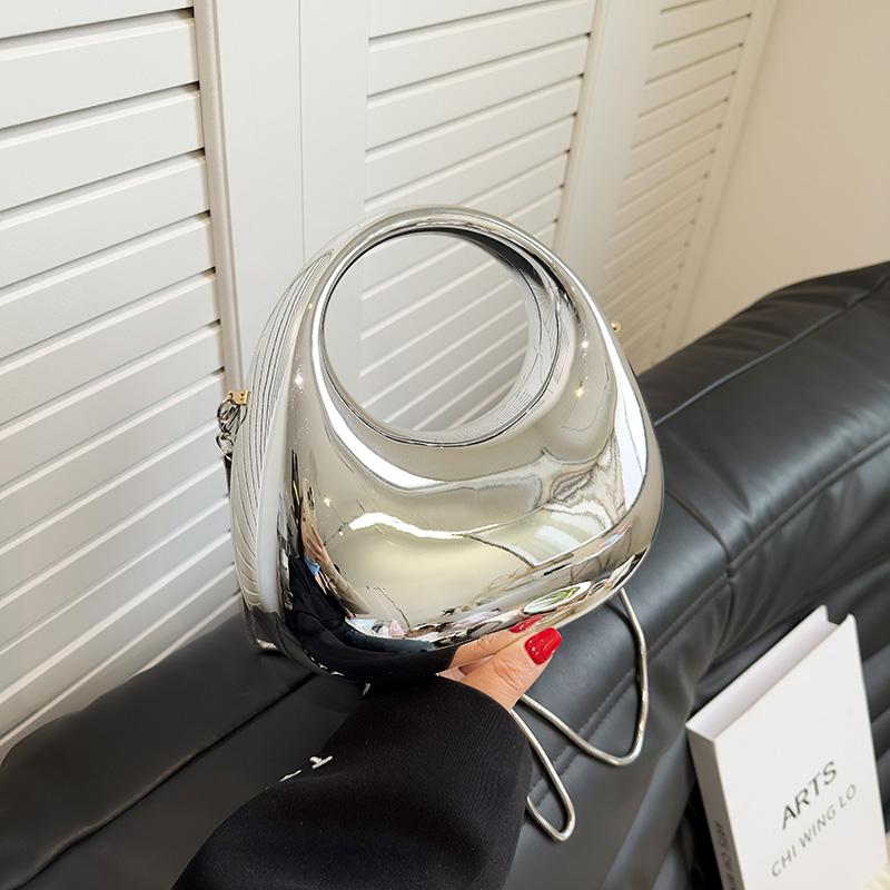 

Вечерние клатчи для женщин, роскошные дизайнерские кошельки и сумки, золотая сумка на запястье с круглой ручкой для свадебного ужина 22x20x8cm серебряный