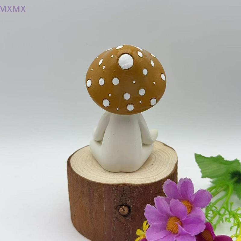 Charming Resin Mushroom Yoga Meditation Desktop Ornament Enchanting Garden Patio Resin Crafts Ideal For Home Office Garden Decor