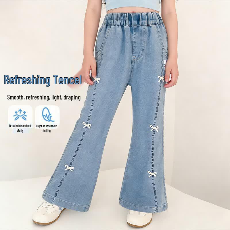 Hello Kitty Girls  Summer Tencel Denim-Look Sun Protection Mosquito Repellent Pants 150