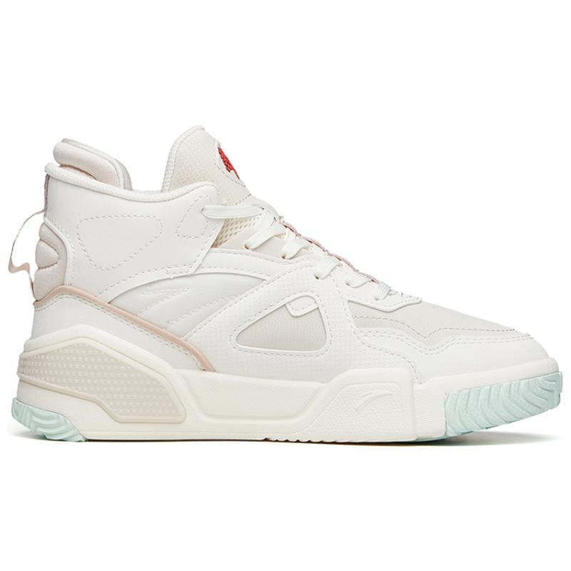 Anta Life Collection Flame Anti-Slip Wear-Resistant High-Top Skateboard Shoes Women's White Sneakers 122148088-2