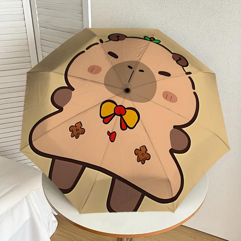 1pc Capybara Gingerbread Man Automatic Open/Close Umbrella, Formal Events - Ideal Gift for Family or Friends, Outdoor Accessory yy251211110