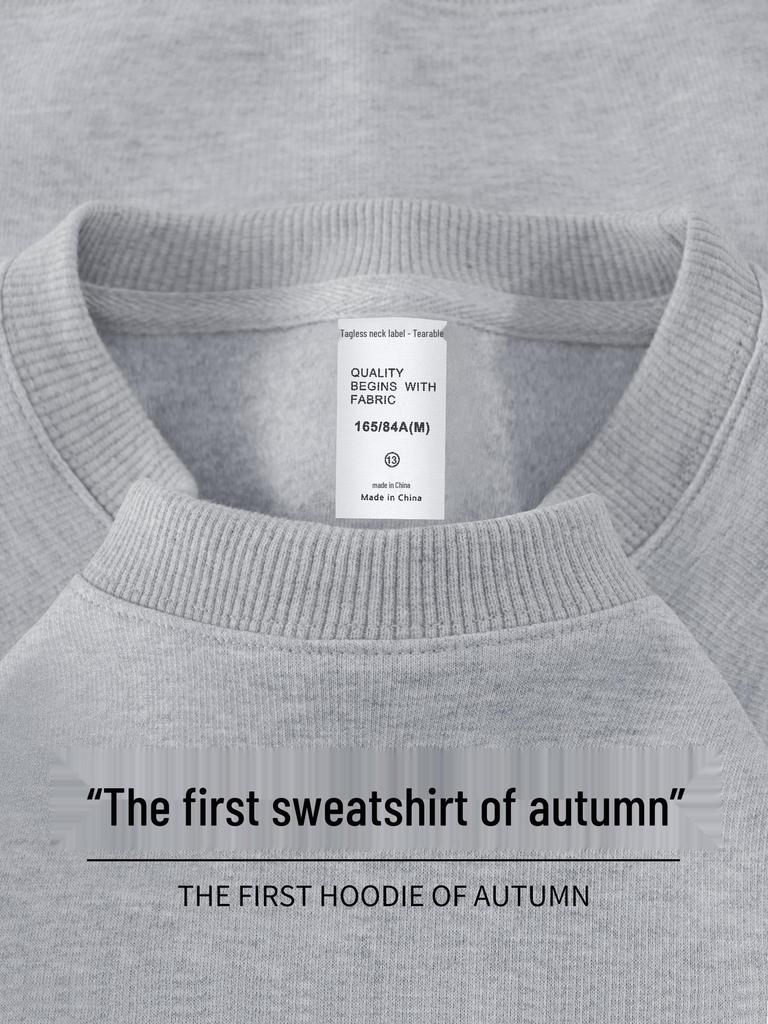 Men's Heavyweight Patchwork Raglan Hoodie: Autumn/Winter Round Neck Casual Layer Top (340G)