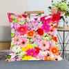 Neuankunft Gerbera Blumenkissenbezug Schlafzimmer Home Office Dekorative Kissenhülle Quadratisch Reißverschluss Kissenbezüge Satin Weich Kein Ausbleichen