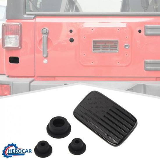 4Pcs Rear License Plate Delete Cover & Tailgate Plug Cover for Jeep Wrangler JK