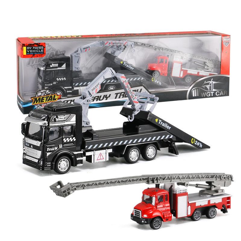 Children's Garbage Sorting Alloy Toy Car Large Size Pullback Rescue Towing Sprinkler Truck Combination Kids Toy Car Gift B99