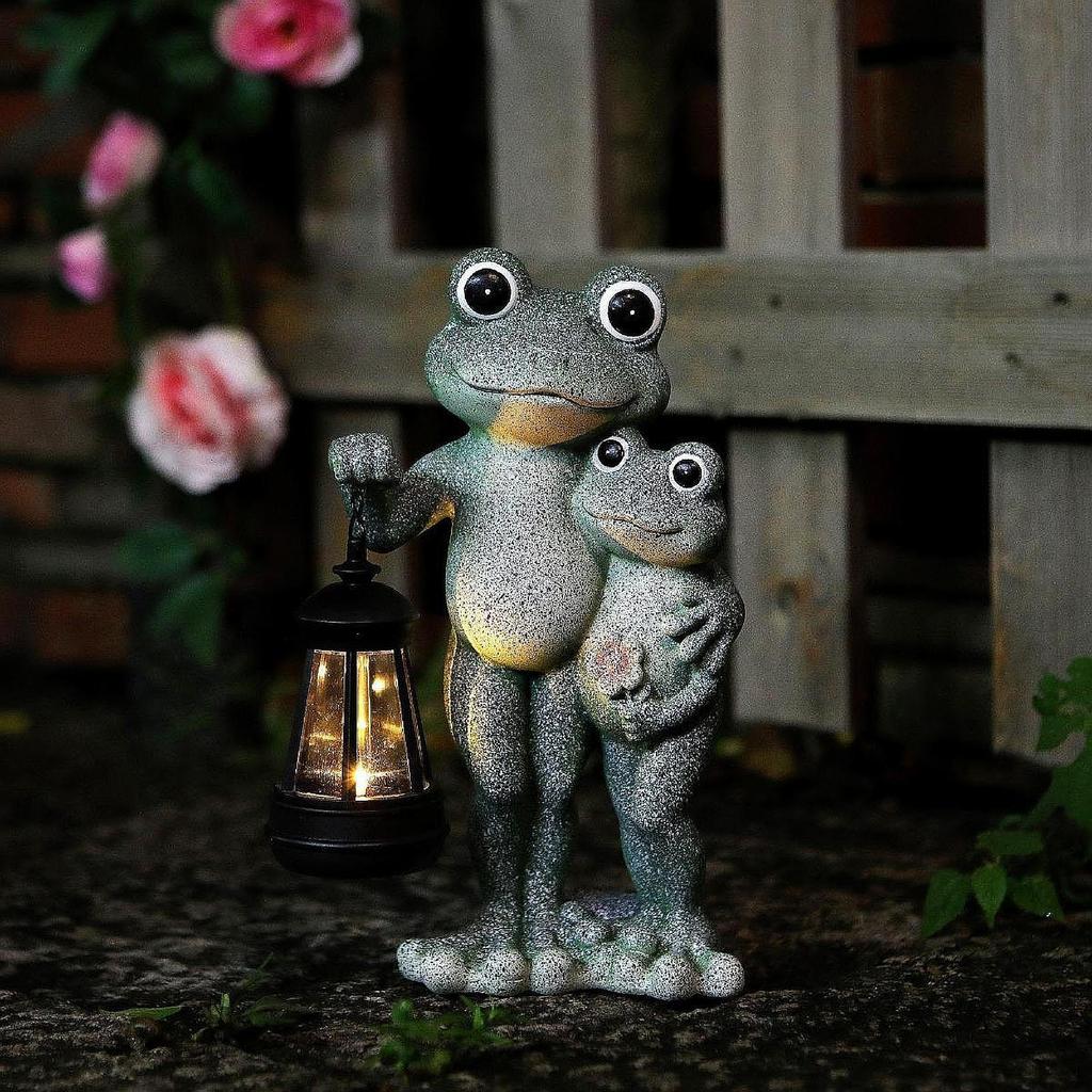Frog Statue Resin Animal Ornament Luminous Sculpture Outdoor Decoration Original Functional
