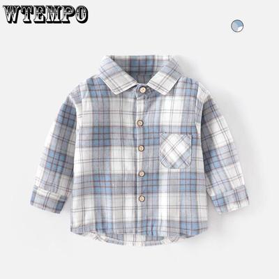 Boys' Shirts Children's Long Sleeved Checkered Shirts Spring Boys' Brushed Jackets Autumn Shirts