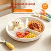 3 Compartments Grid-Shaped Dinner Plate Round Plastic Snack Serving Platter Durable Large Capacity Divided Food Tray Rice Cooker