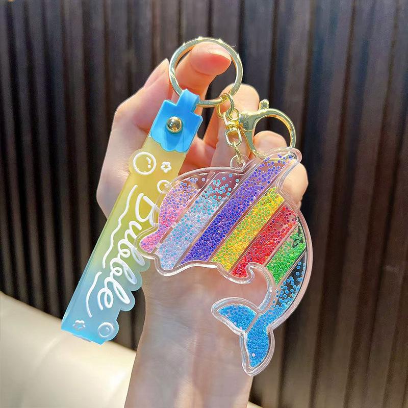 

Rainbow Acrylic Dolphin & Unicorn Keychain Pendant - Cute Cartoon Bag Accessory Small Gift