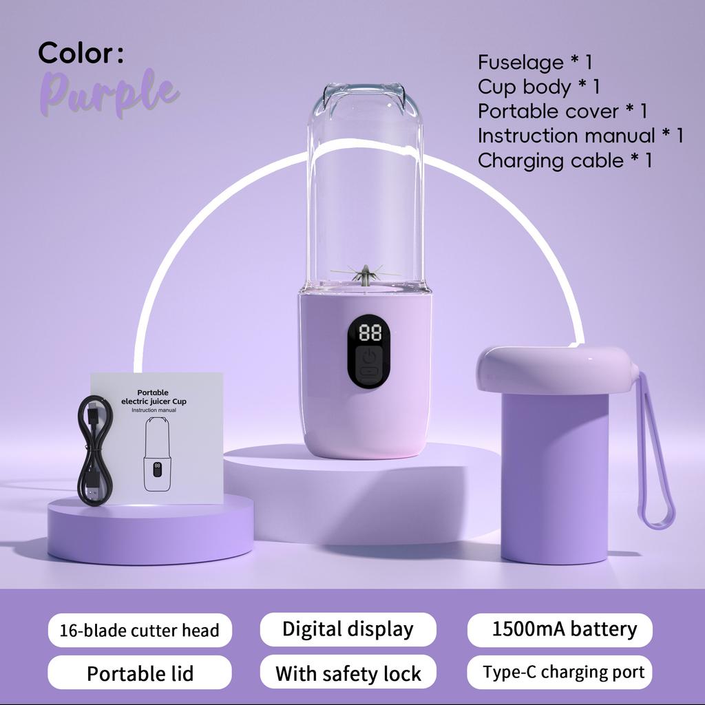 Tragbarer Mixer USB Wiederaufladbar Kabellos Mini Entsafter Mixer für Smoothie Shake Protein Reise Sportflasche Entsafterbecher