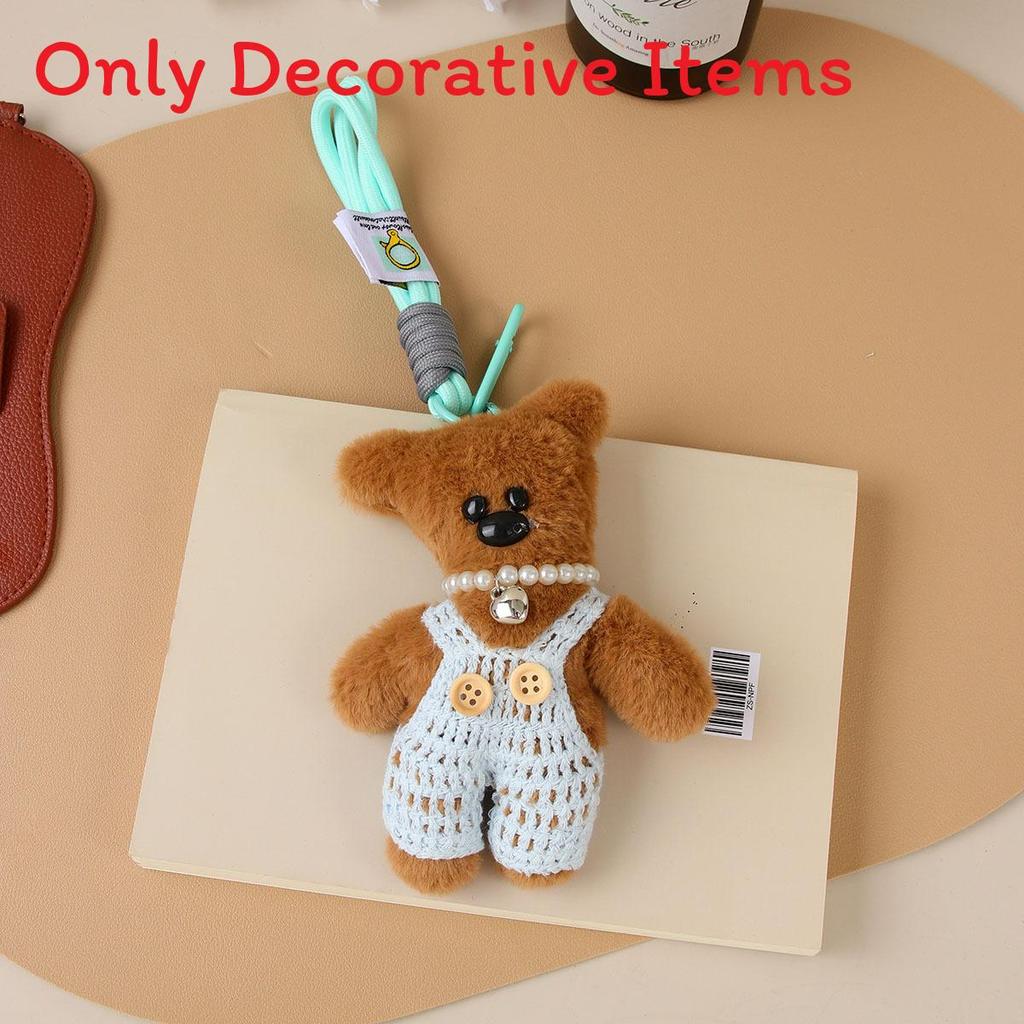 Miu Plush Dog Keychain With Bowknot Hanging Decor For Bag Accessories