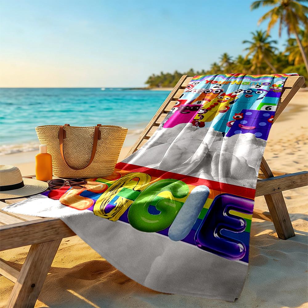 Numberblocks Personalized Name Beach Towel Soft Durable Quick-Dry Perfect for Traveling Yoga Camping and Swimming