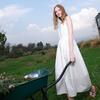 Sancai 2026 Summer Airy Balloon Waist-Cinching Long Dress